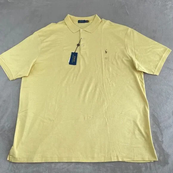 Polo Ralph Lauren Polo Shirt Men 3XLT Tall Heather Yellow Flesh Pony Preppy NWT